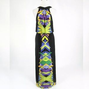 Geometric Max Azria stretch sleeveless maxi dress